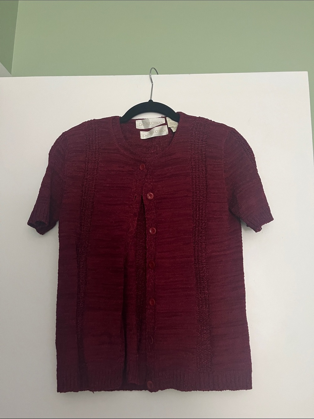 Dana Buchman 2pc Burgundy Textured Knit Cardigan Set